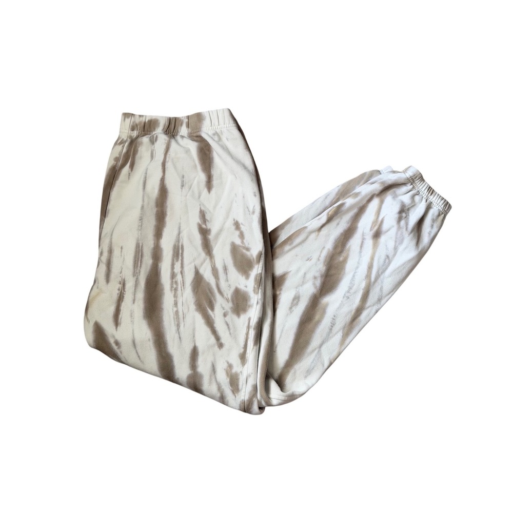 Good American Sweatpants Women Size 4 Brown White Tie Dye Joggers GS0275NA
